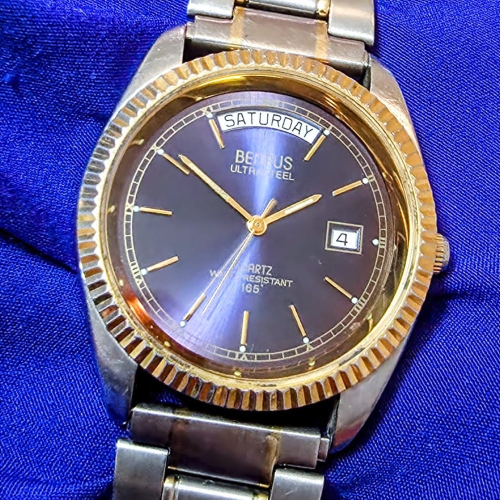 Benrus Vintage President Day Date Men's Watch Purple Dial